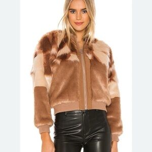 NBD Brown and Tan Faux Fur Jacket